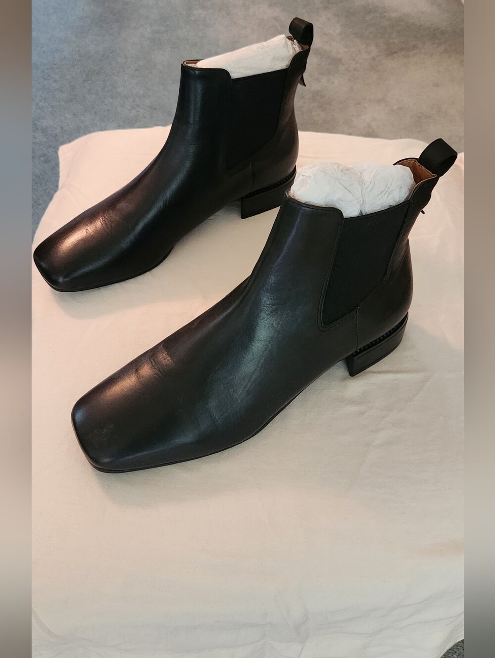 Franco Sarto Women's Black Leather Heather Ankle Boot NIB Size 8.5